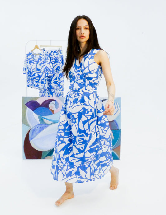 Amy Seersucker Wrap Dress - Claire Prouvost Print