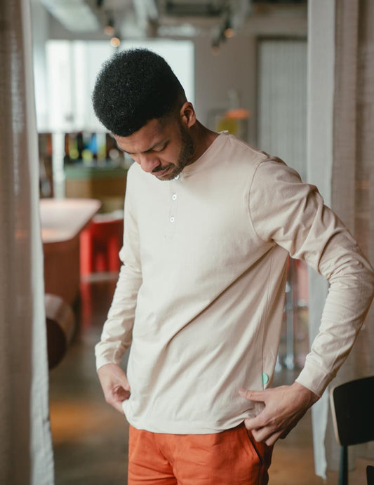 Mens Henley - Light Brown