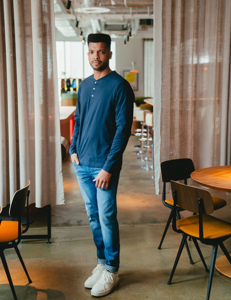 Mens Henley - Navy