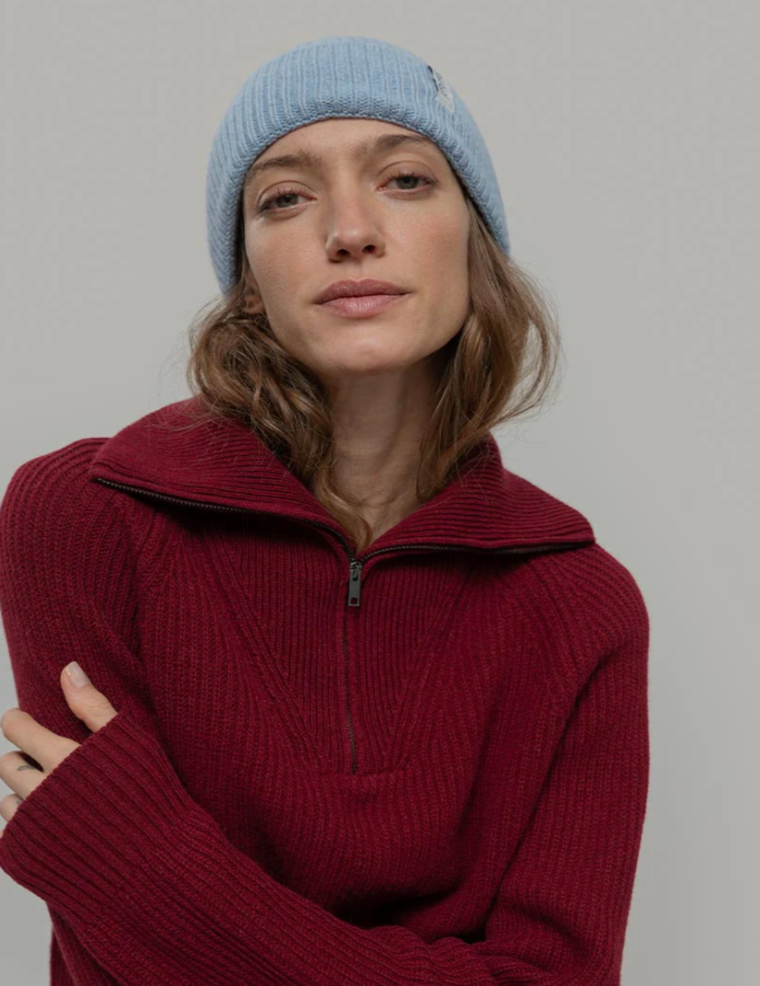 Recycled Cashmere Beanie Marcello - Dusty Blue