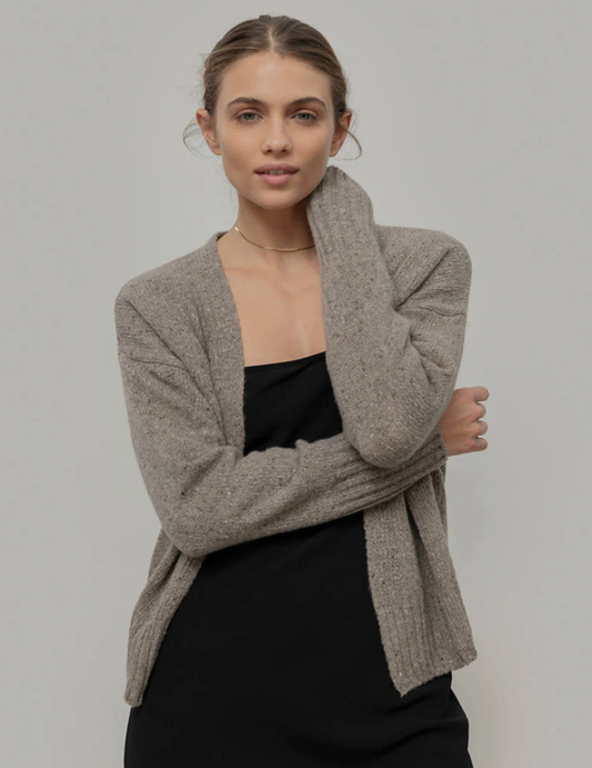 Cardigan Donna Paloma - Recycled Cashmere - Greige Nebbia