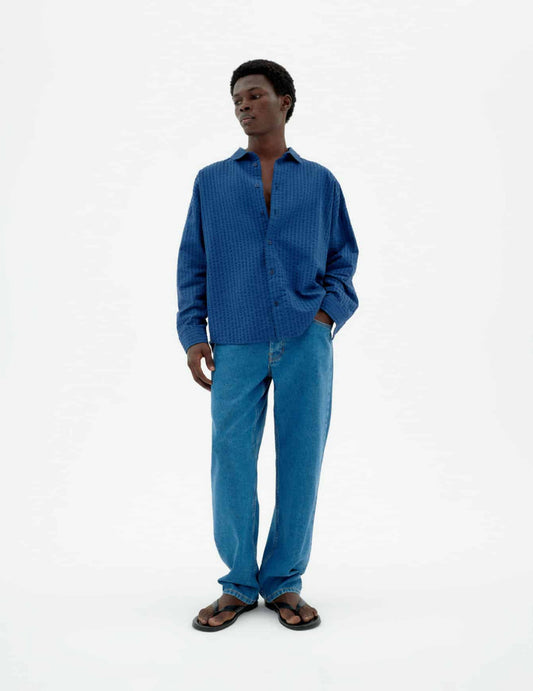 COBALT SEERSUCKER HARU SHIRT