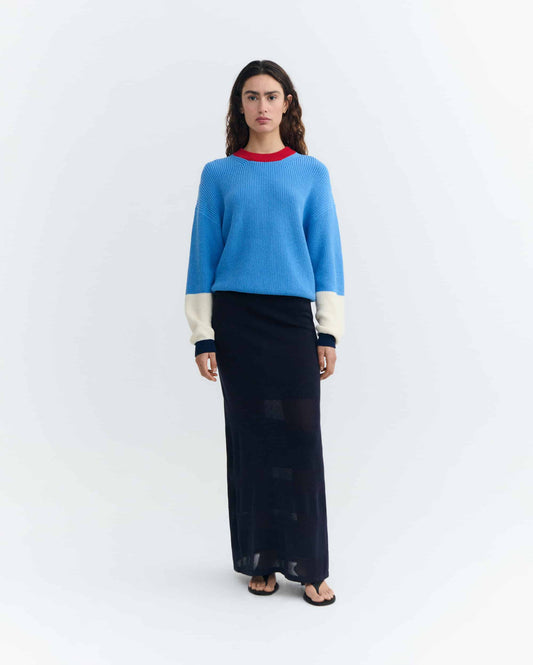 BLUE MULTICOLOR CARMEN KNITTED SWEATER