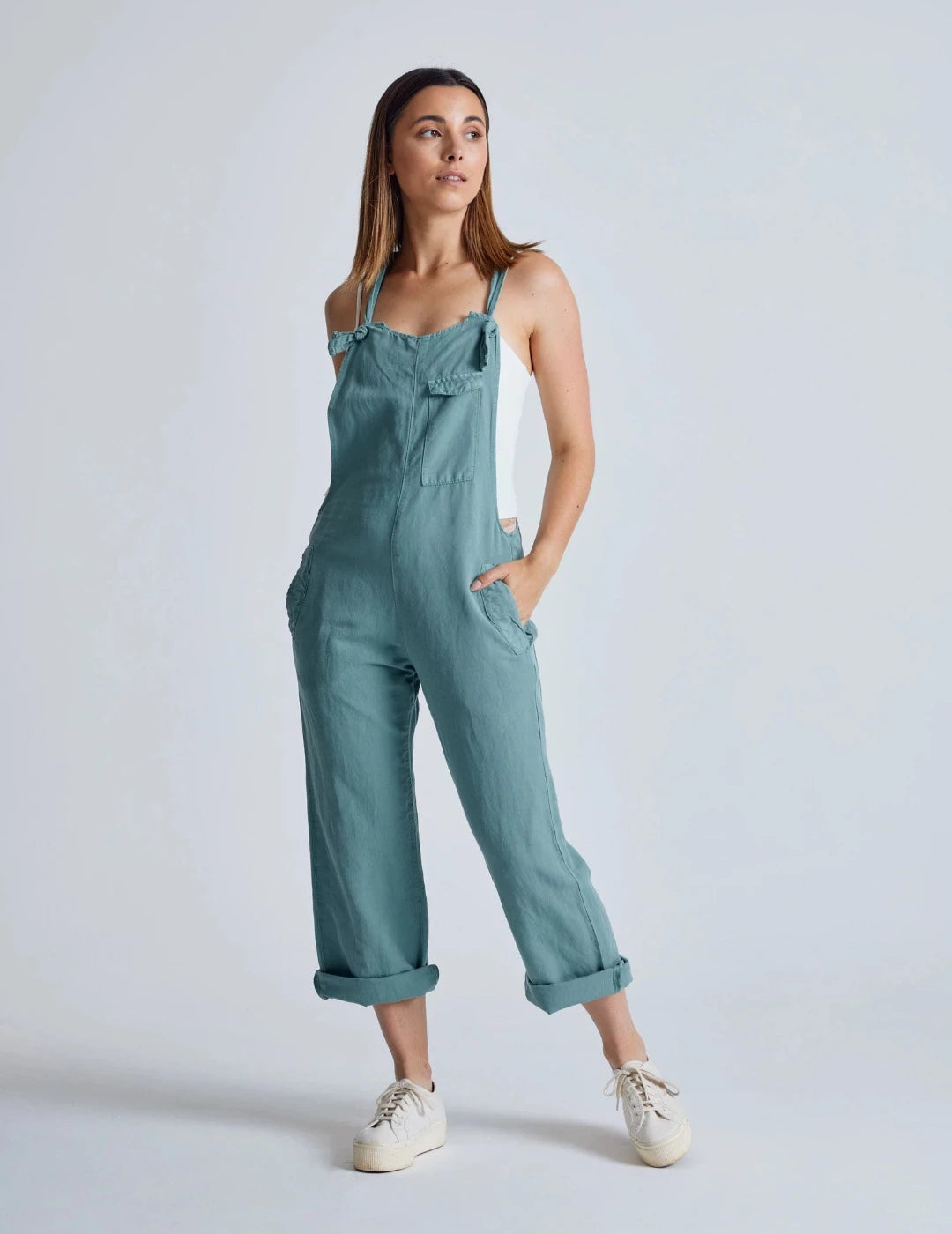 Mary-Lou Linen Dungarees Retro Blue – Fresh Cuts Clothing