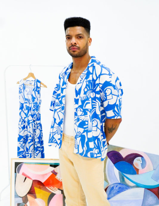 Seersucker Andy Shirt - Claire Prouvost Print