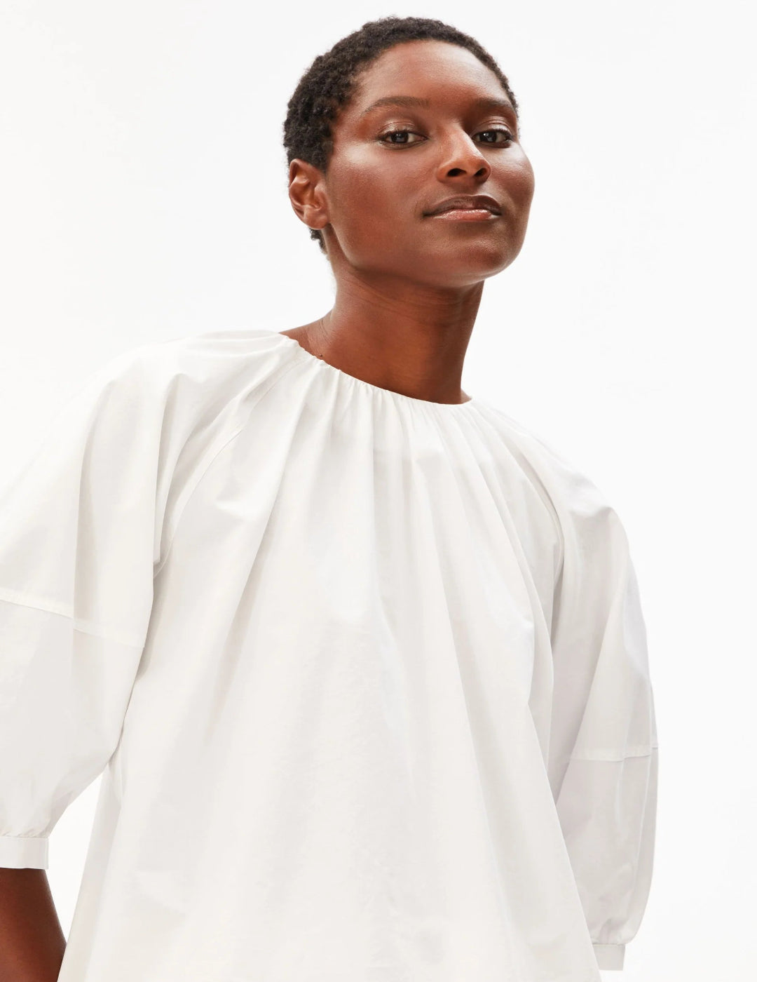 POPLIN BALLOON SLEEVE BLOUSE