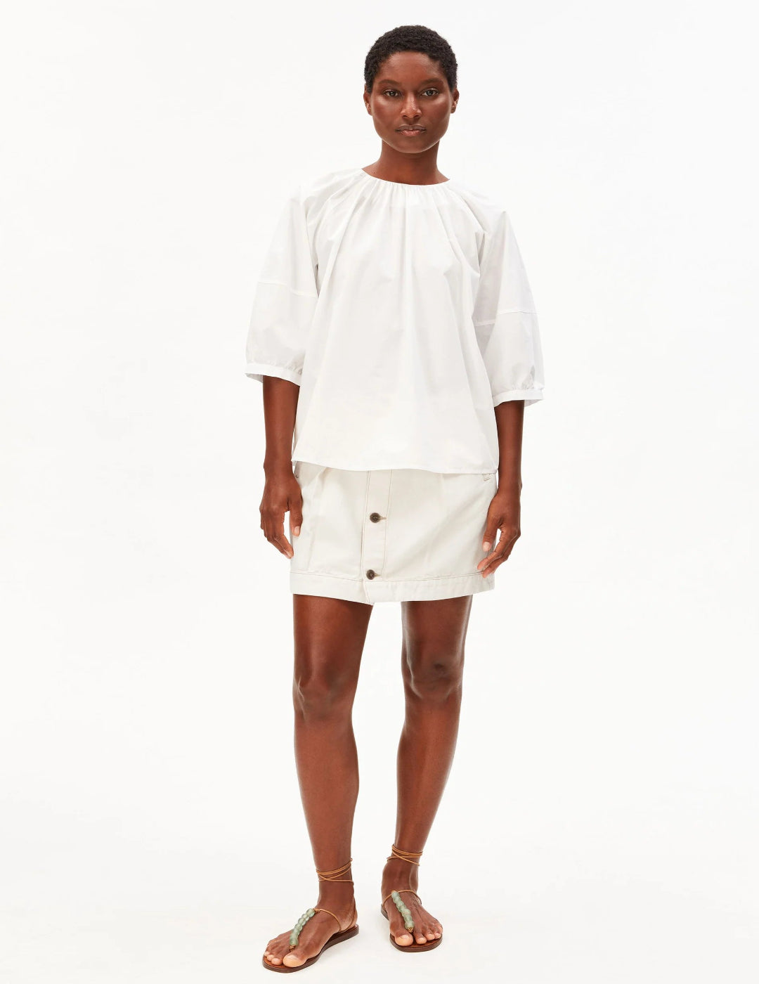 POPLIN BALLOON SLEEVE BLOUSE