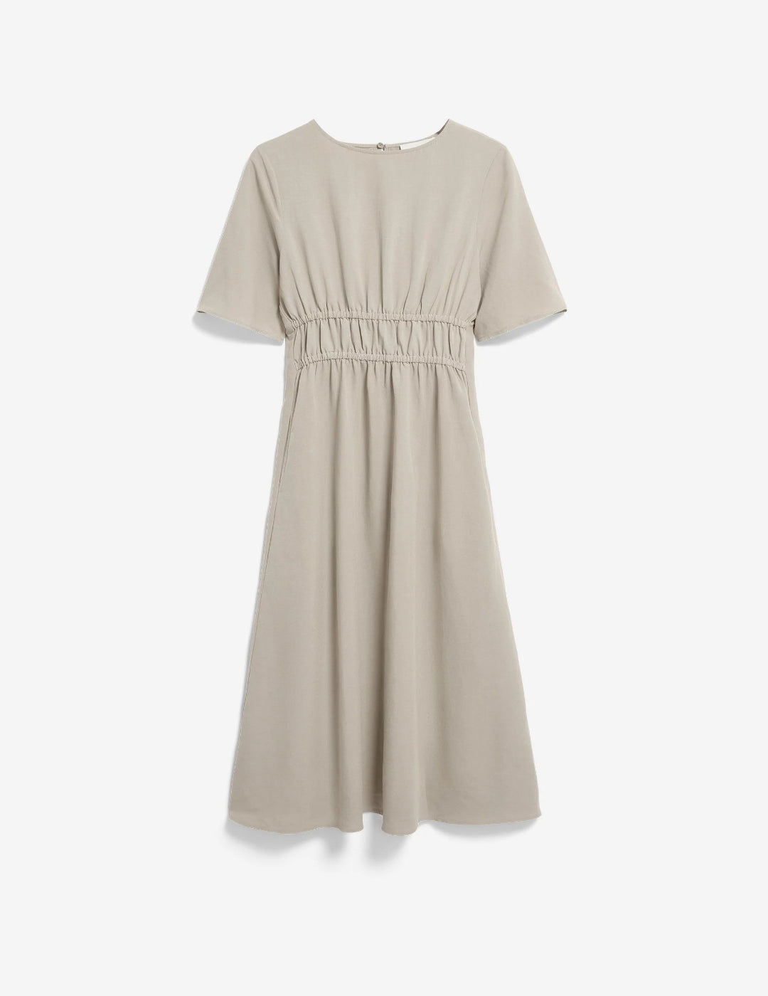 LINEN BLEND GATHERED DRESS
