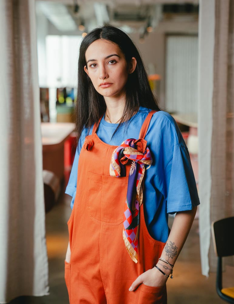 Womens Dungarees - Burnt Orange