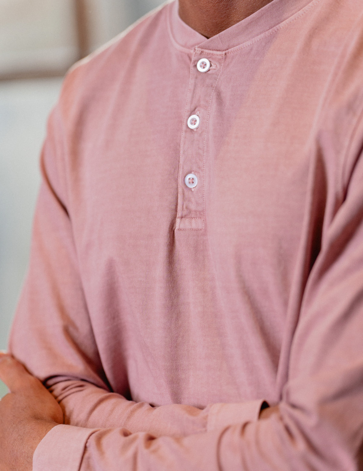 Fresh Vintage Heavyweight Washed Henley - Washed Red