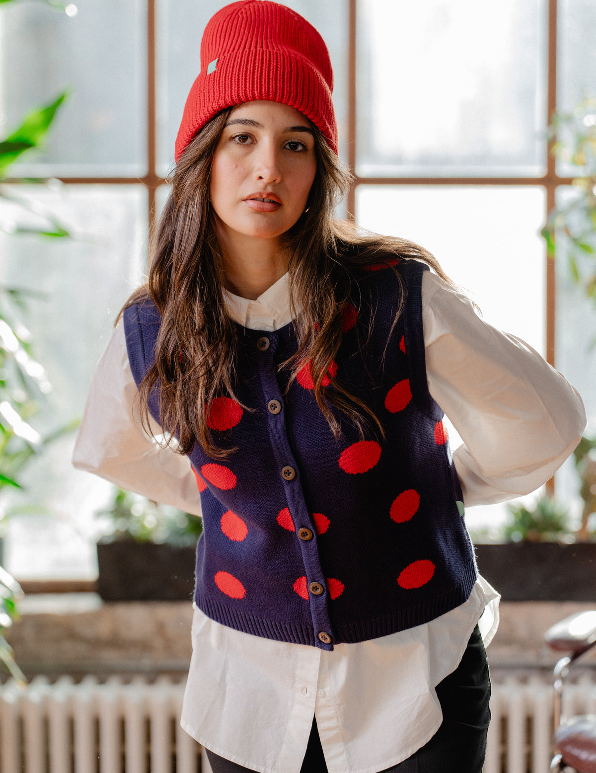 Fresh Knit Vest - Polka Dot