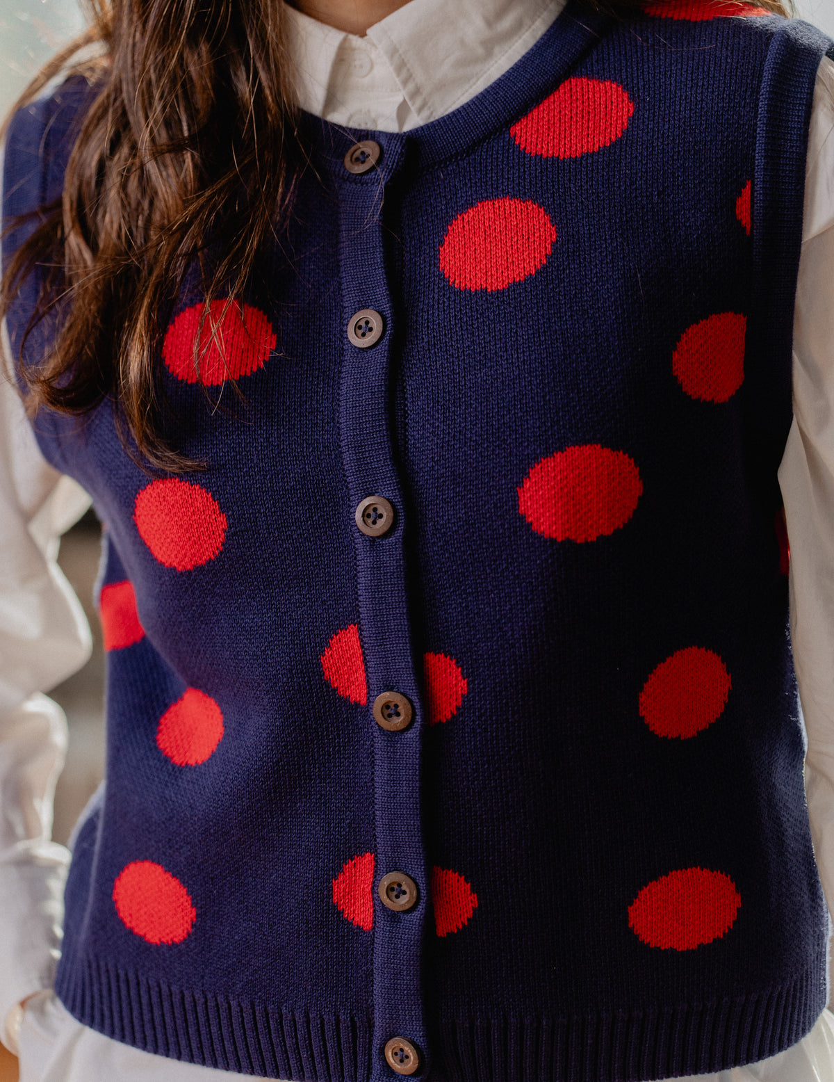 Fresh Knit Vest - Polka Dot