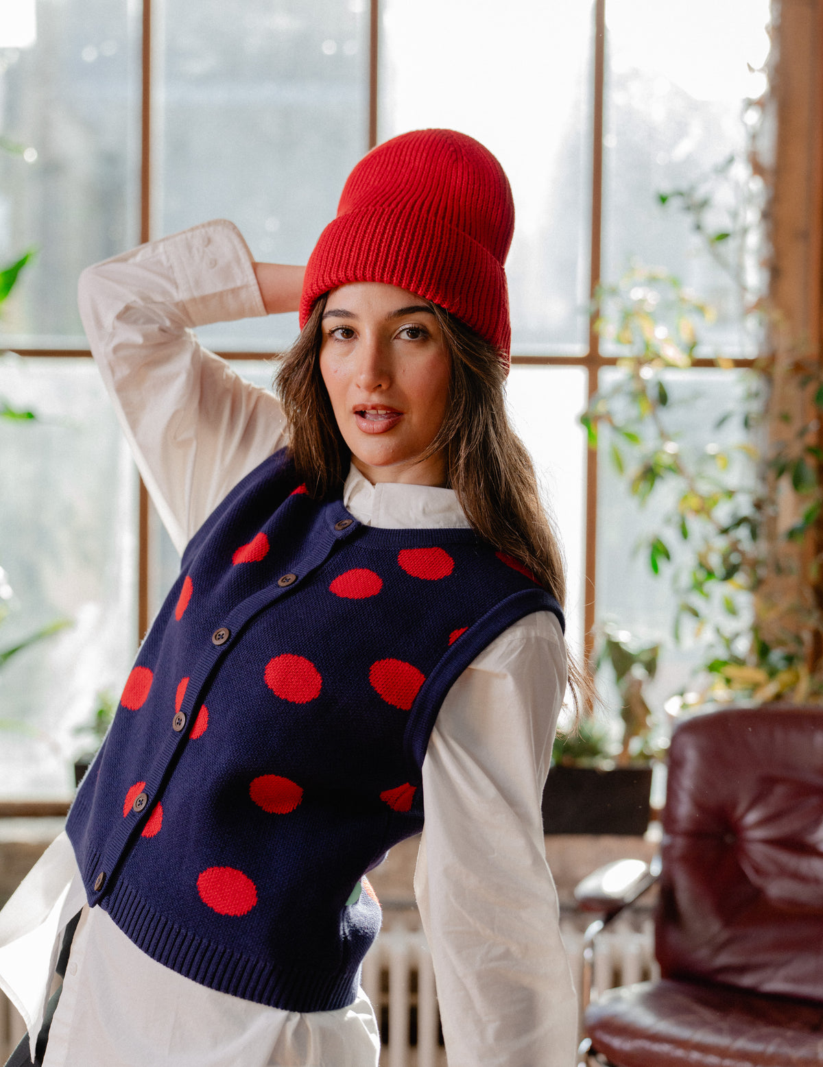 Fresh Knit Vest - Polka Dot