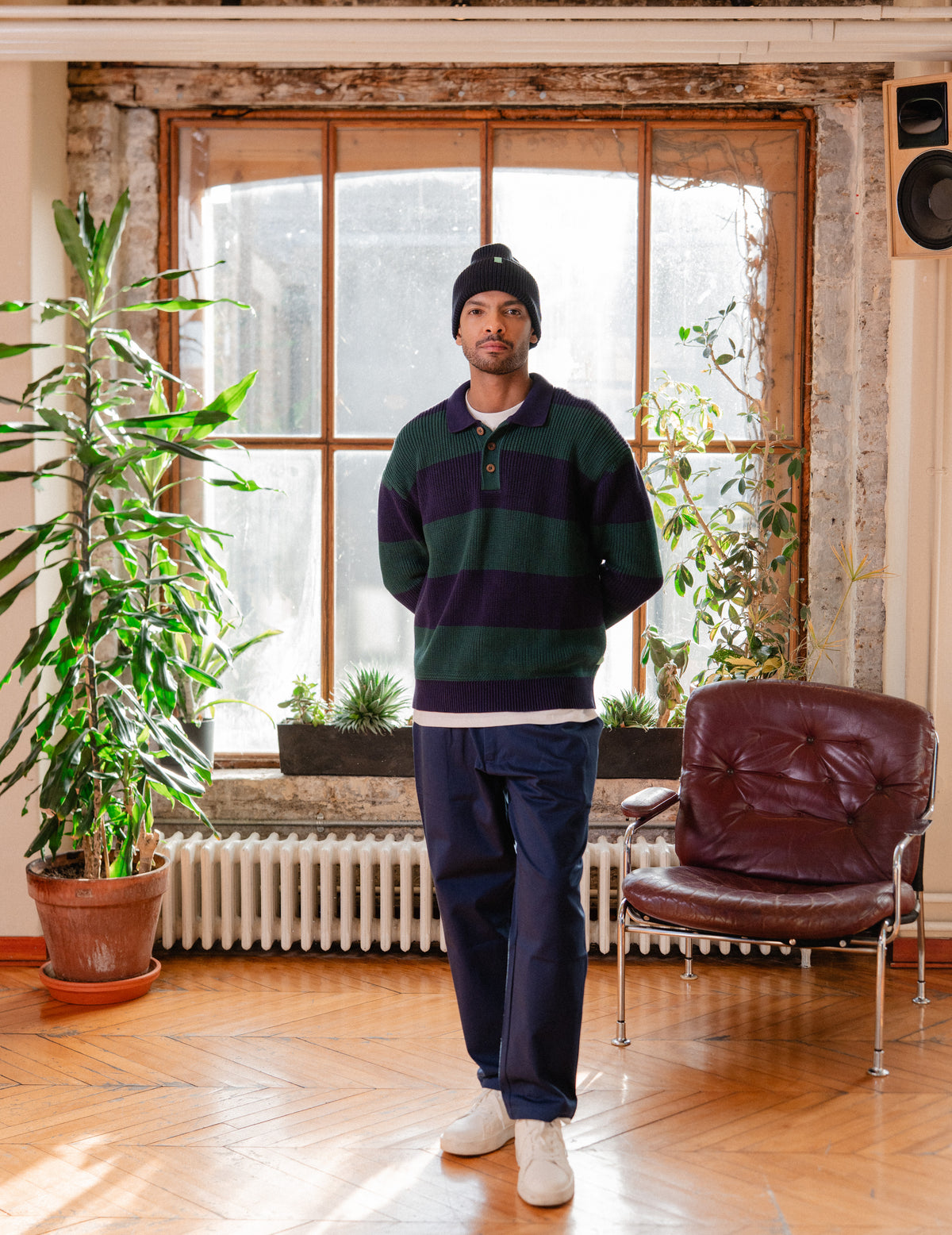 New Fresh Knit Staple Collar Crew - Stripe