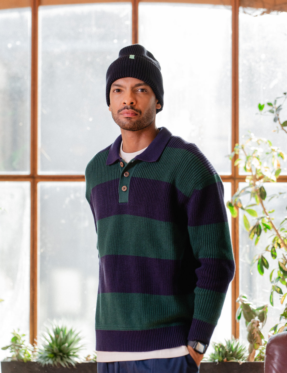 New Fresh Knit Staple Collar Crew - Stripe