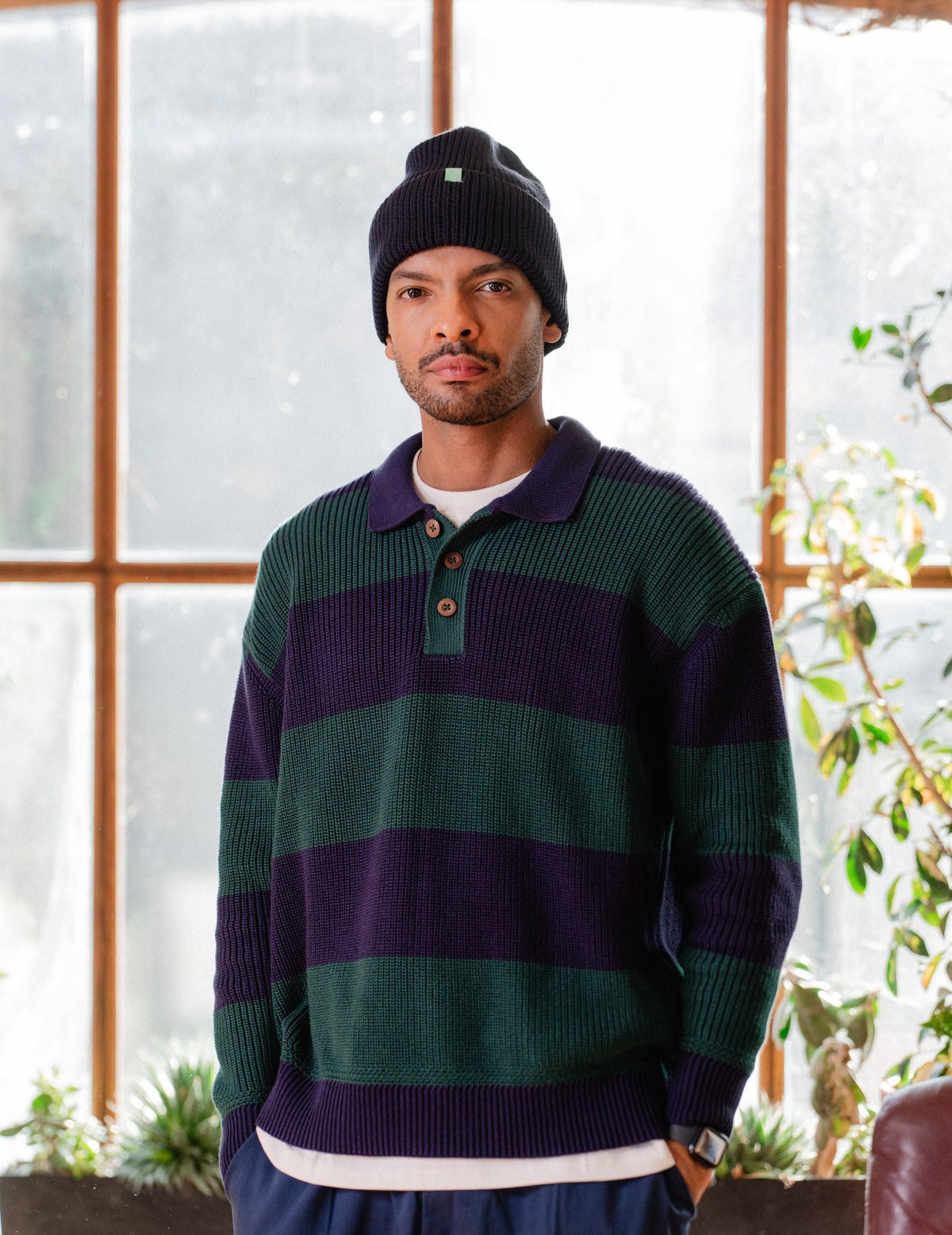 New Fresh Knit Staple Collar Crew - Stripe