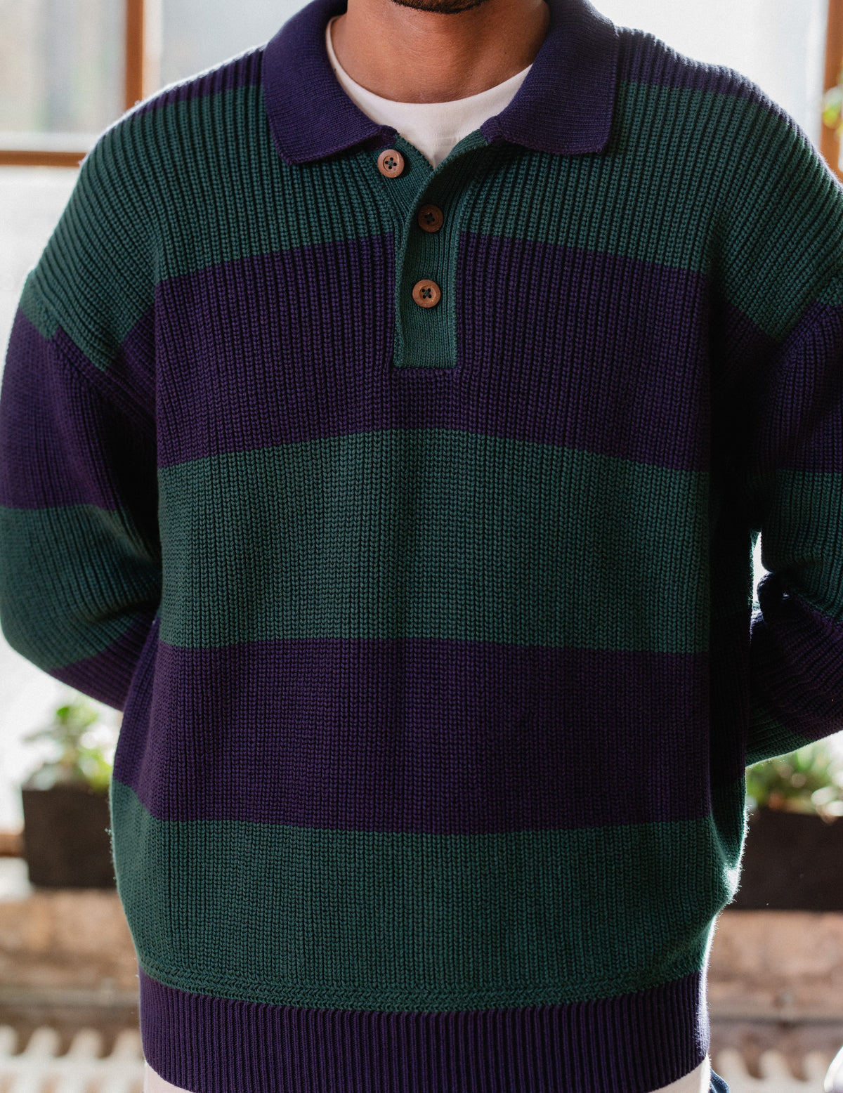 New Fresh Knit Staple Collar Crew - Stripe