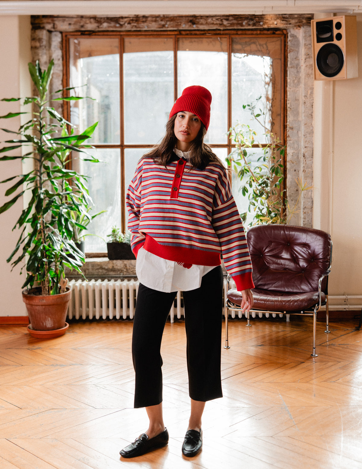 Fresh Collar Womens Knit - Stripe