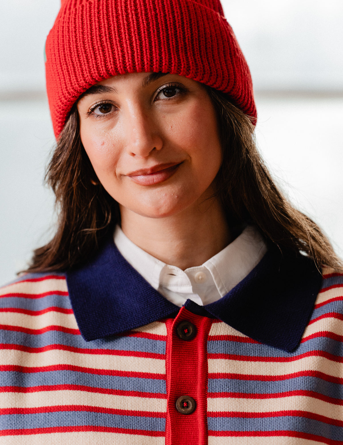 Fresh Collar Womens Knit - Stripe