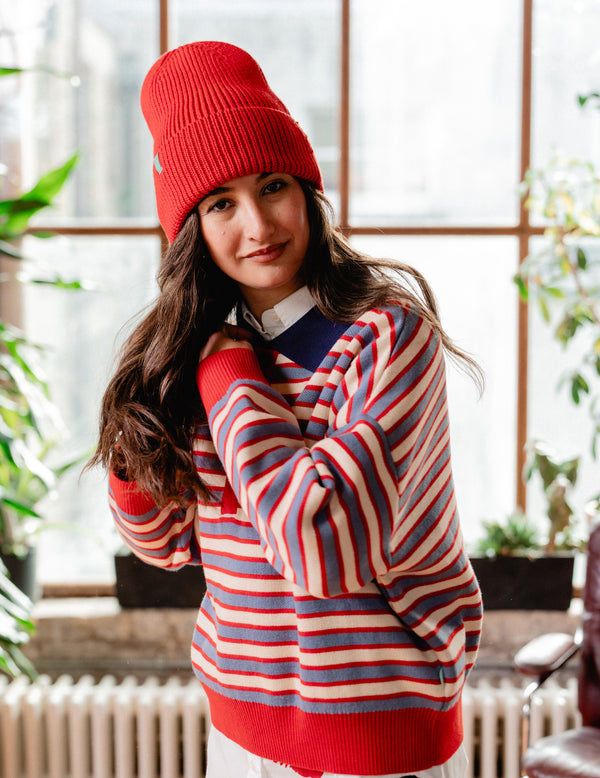 Fresh Collar Womens Knit - Stripe