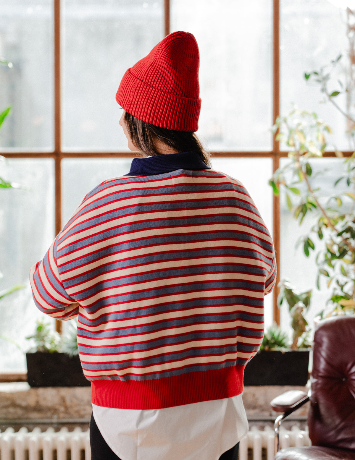 Fresh Collar Womens Knit - Stripe