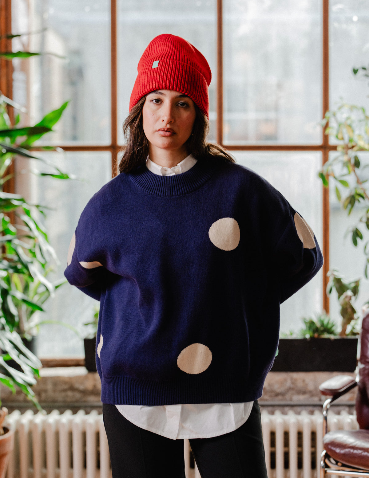 Fresh Heavy Knit Everyday Crew - Polka Dot