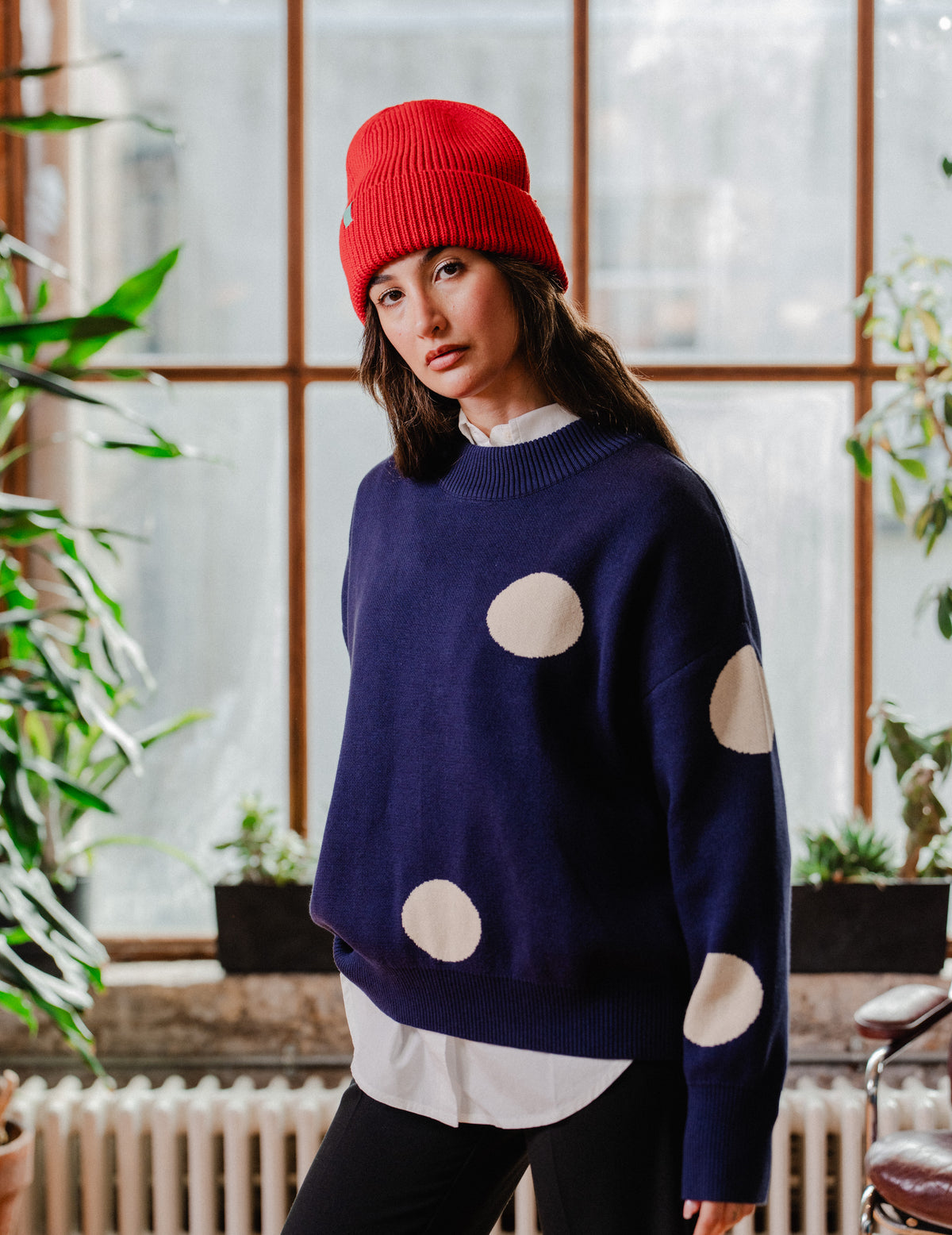 Fresh Heavy Knit Everyday Crew - Polka Dot