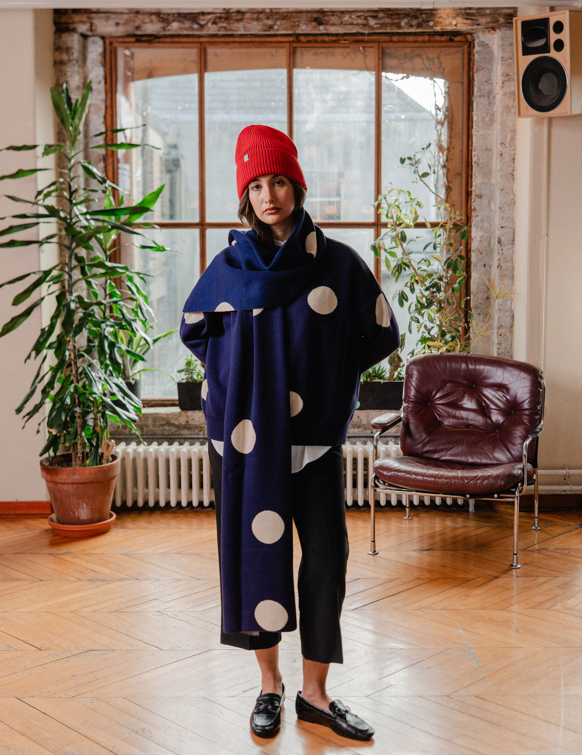 Knit Scarf - Polka Dot