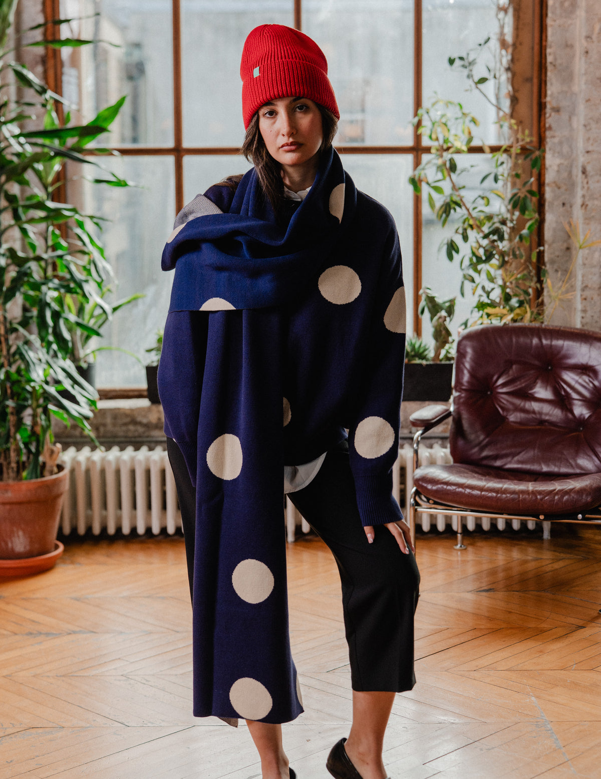 Knit Scarf - Polka Dot