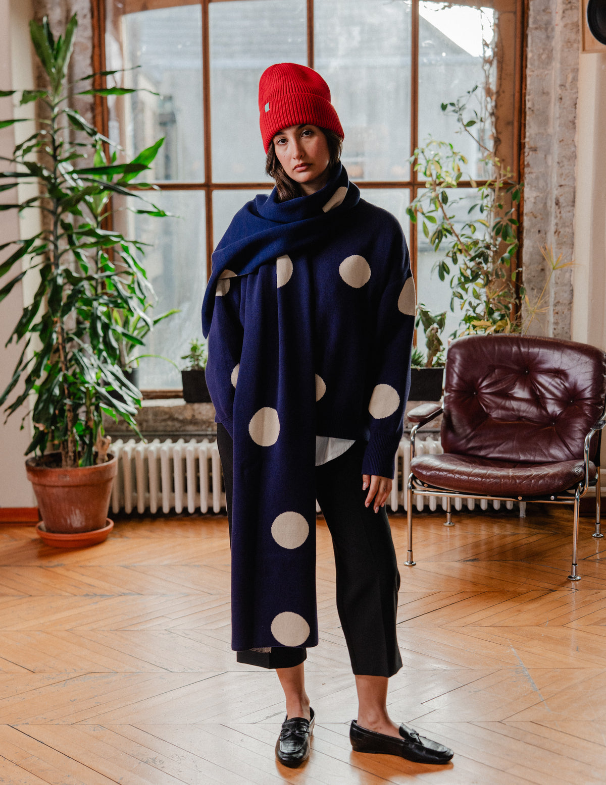 Knit Scarf - Polka Dot