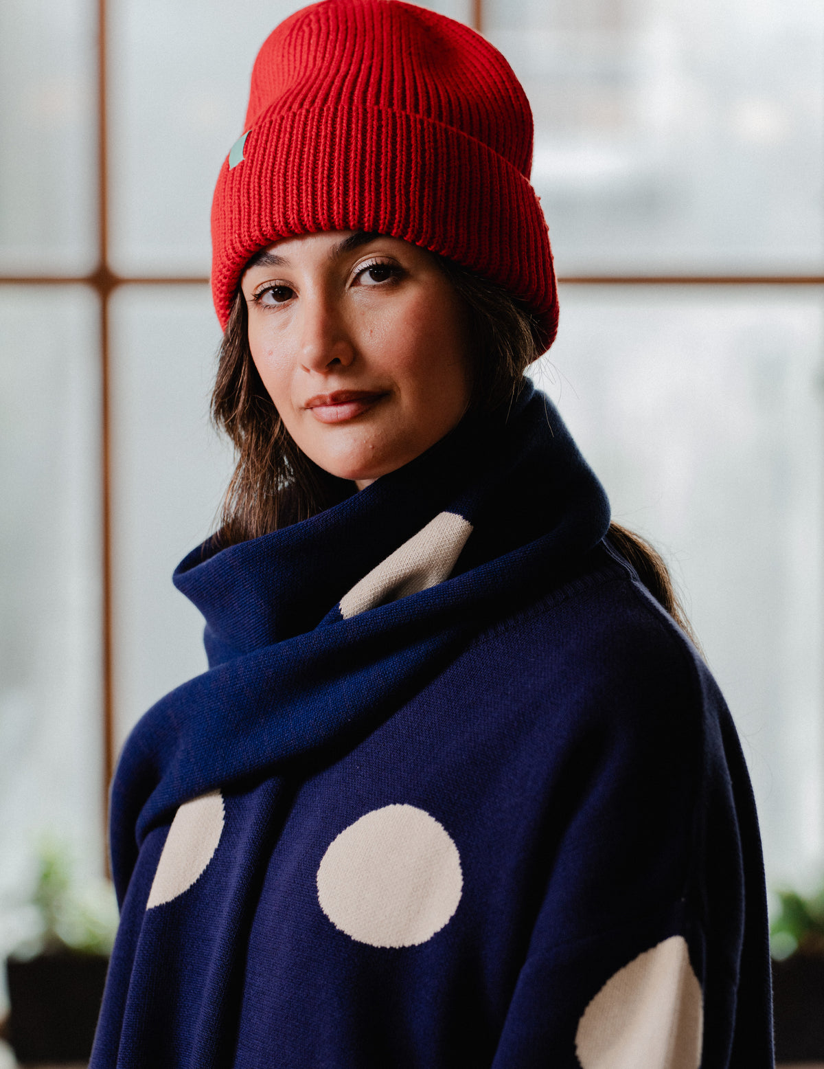 Knit Scarf - Polka Dot