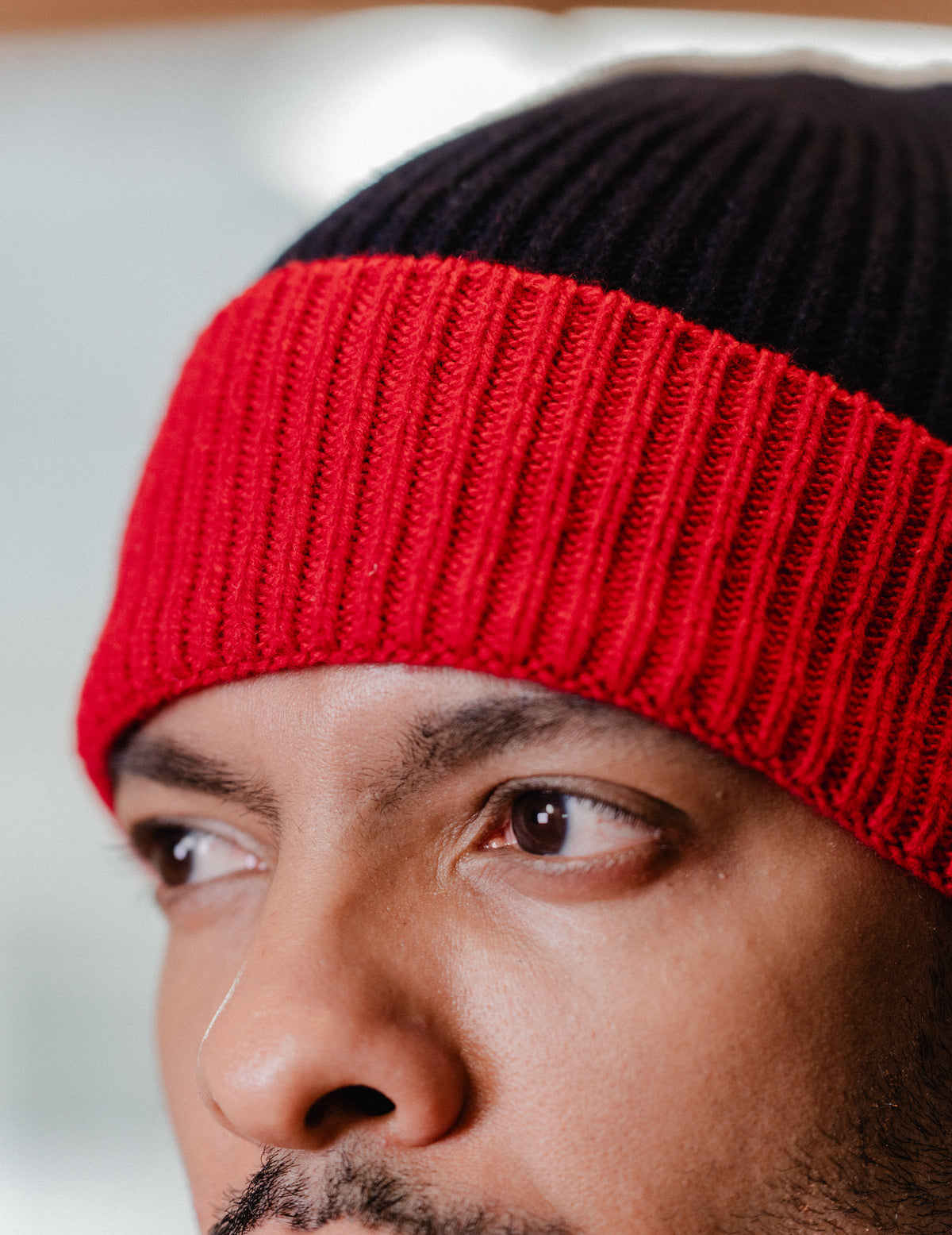 Navy/Red Recycled Cashmere Beanie Marcello - Rifò x Fresh Cuts