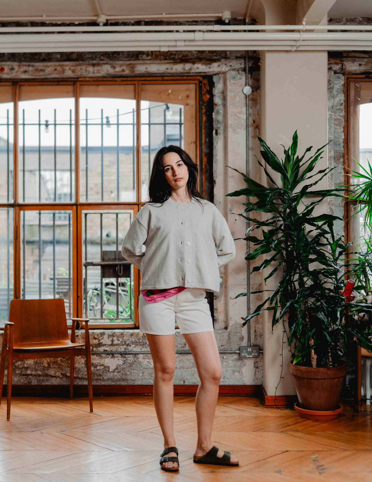 Button Up Crew - Melange Grey