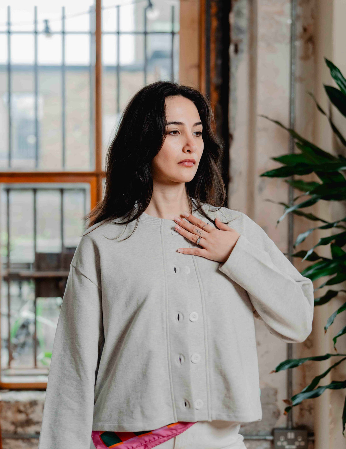 Button Up Crew - Melange Grey
