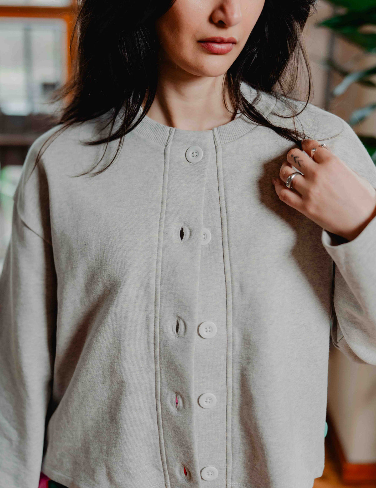 Button Up Crew - Melange Grey