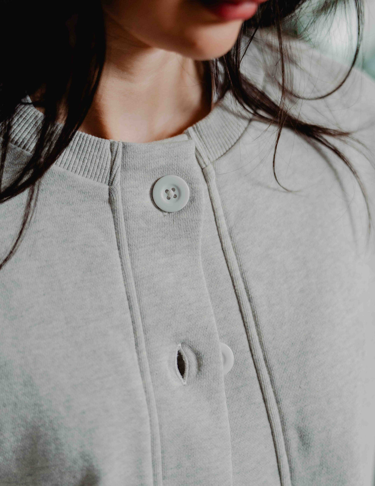 Button Up Crew - Melange Grey