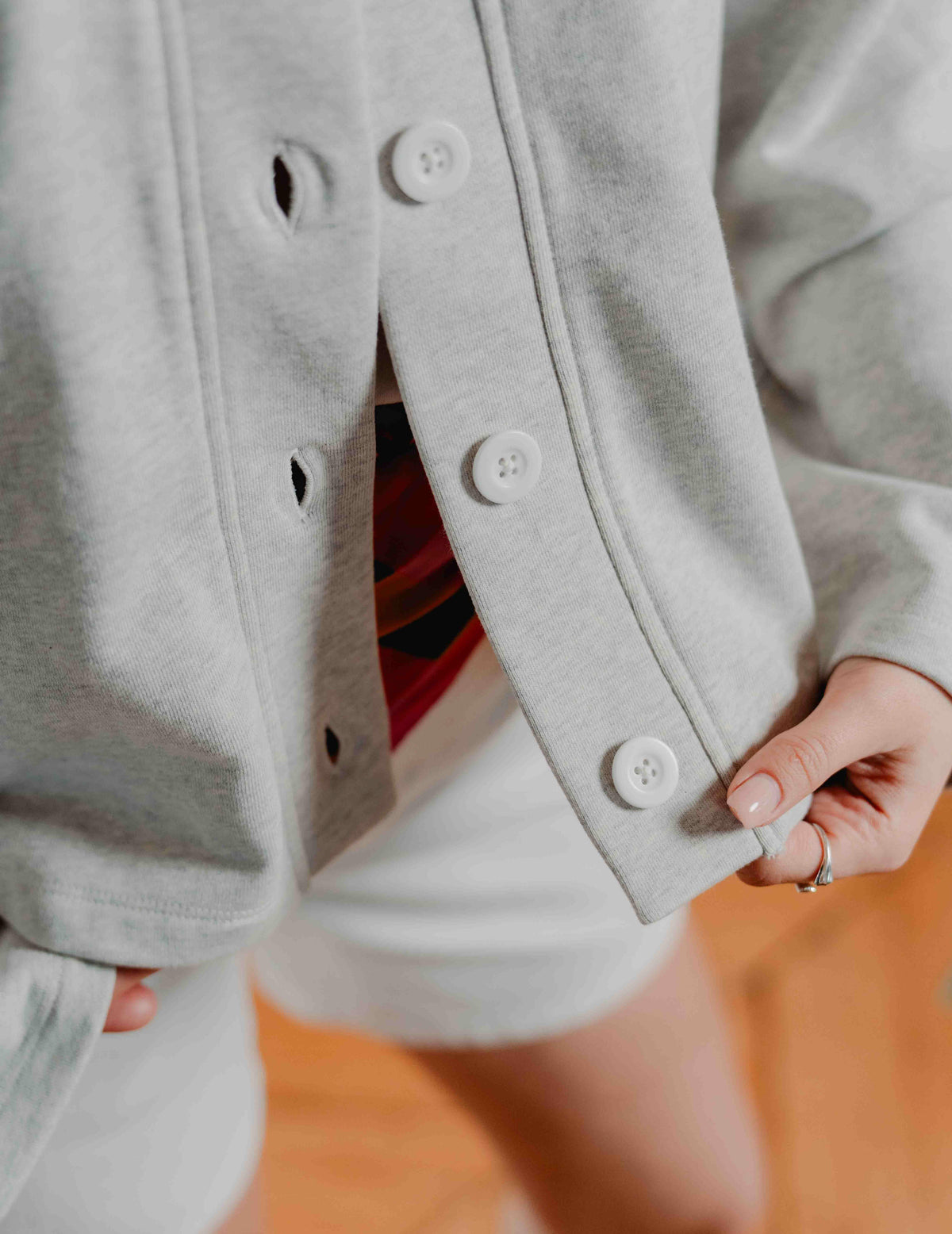 Button Up Crew - Melange Grey