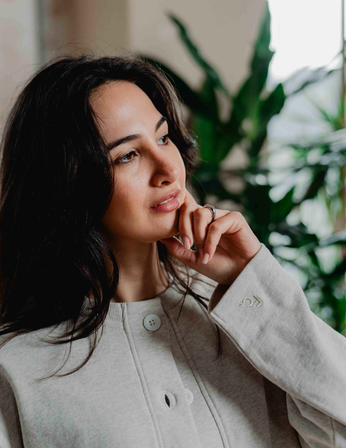 Button Up Crew - Melange Grey
