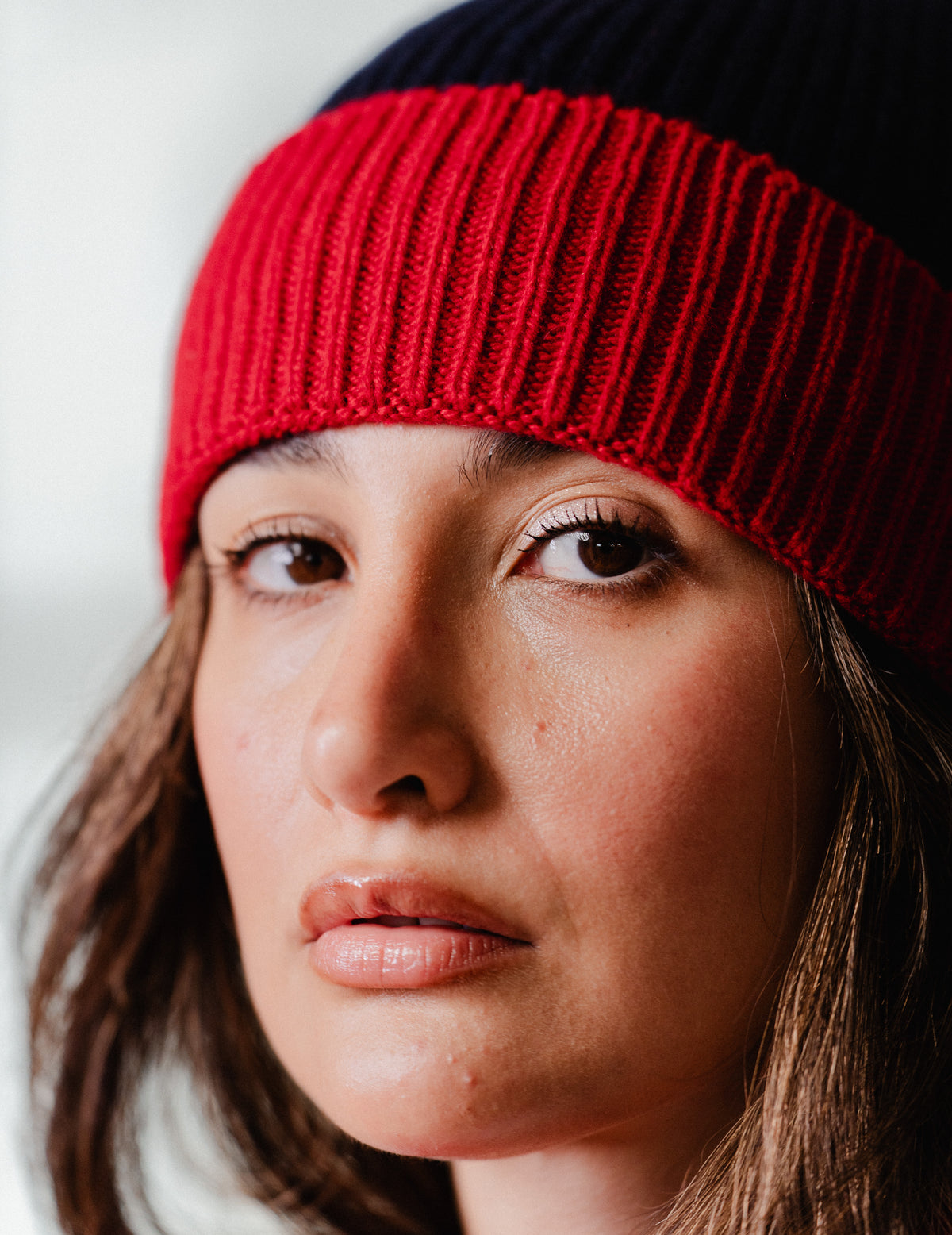 Navy/Red Recycled Cashmere Beanie Marcello - Rifò x Fresh Cuts