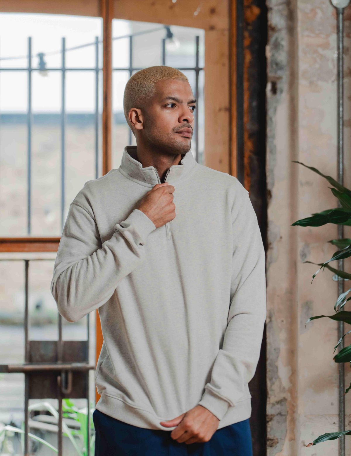 1/4 Zip - Melange Grey