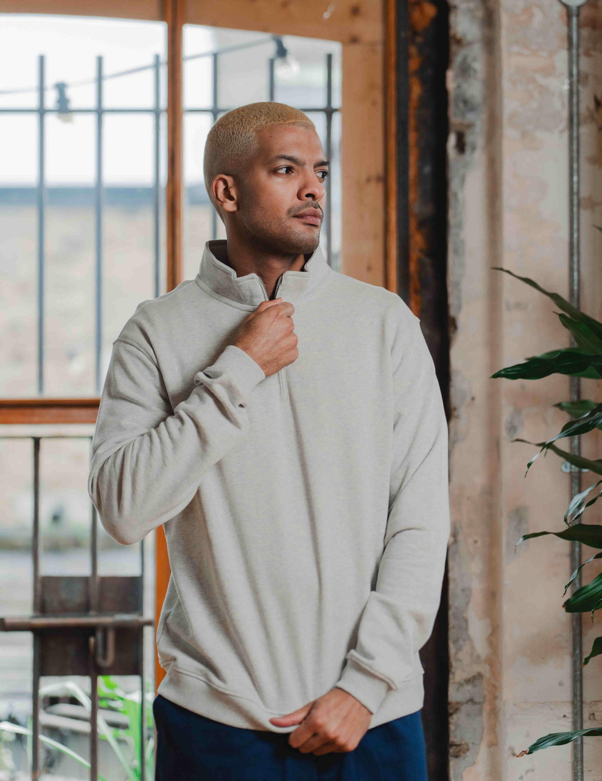 1/4 Zip - Melange Grey