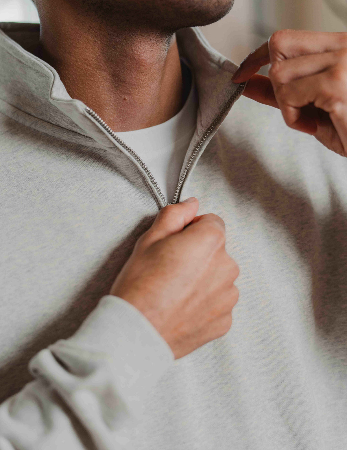 1/4 Zip - Melange Grey