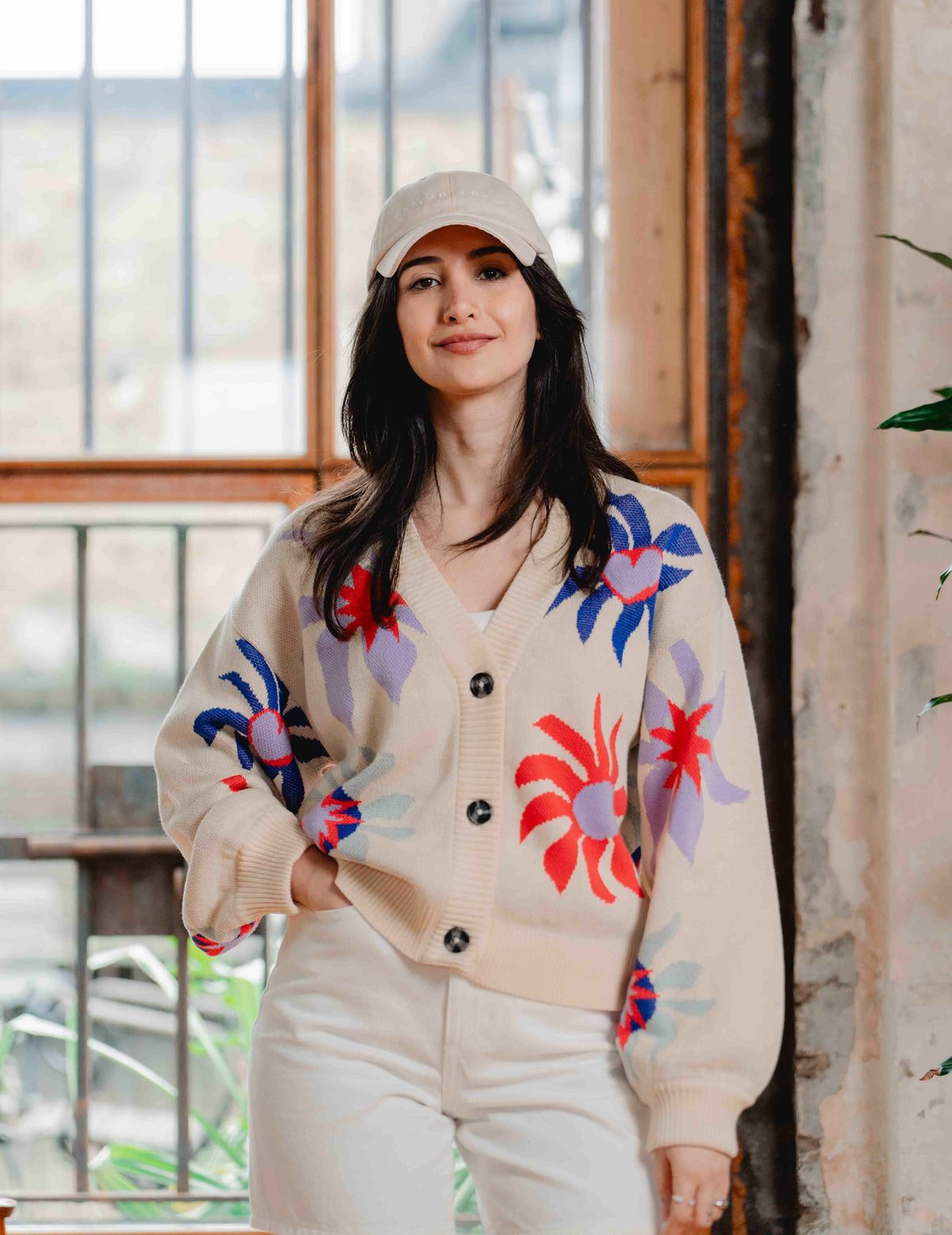 Fresh Summer Knit Cardigan - Flower Swirl