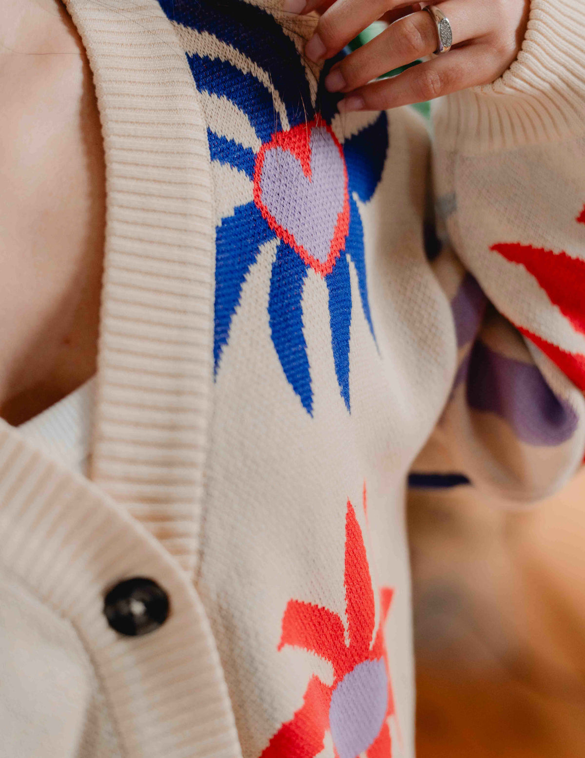 Fresh Summer Knit Cardigan - Flower Swirl