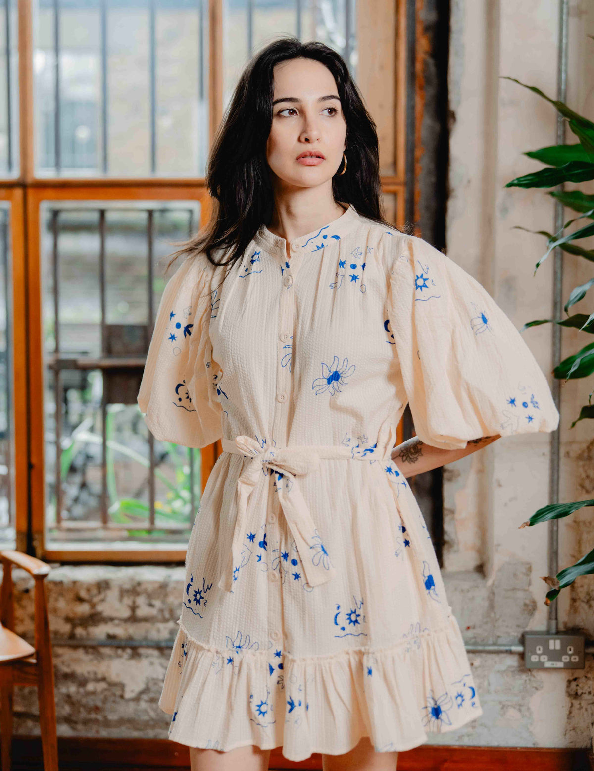 Indi Seersucker Short Dress - Jasmine