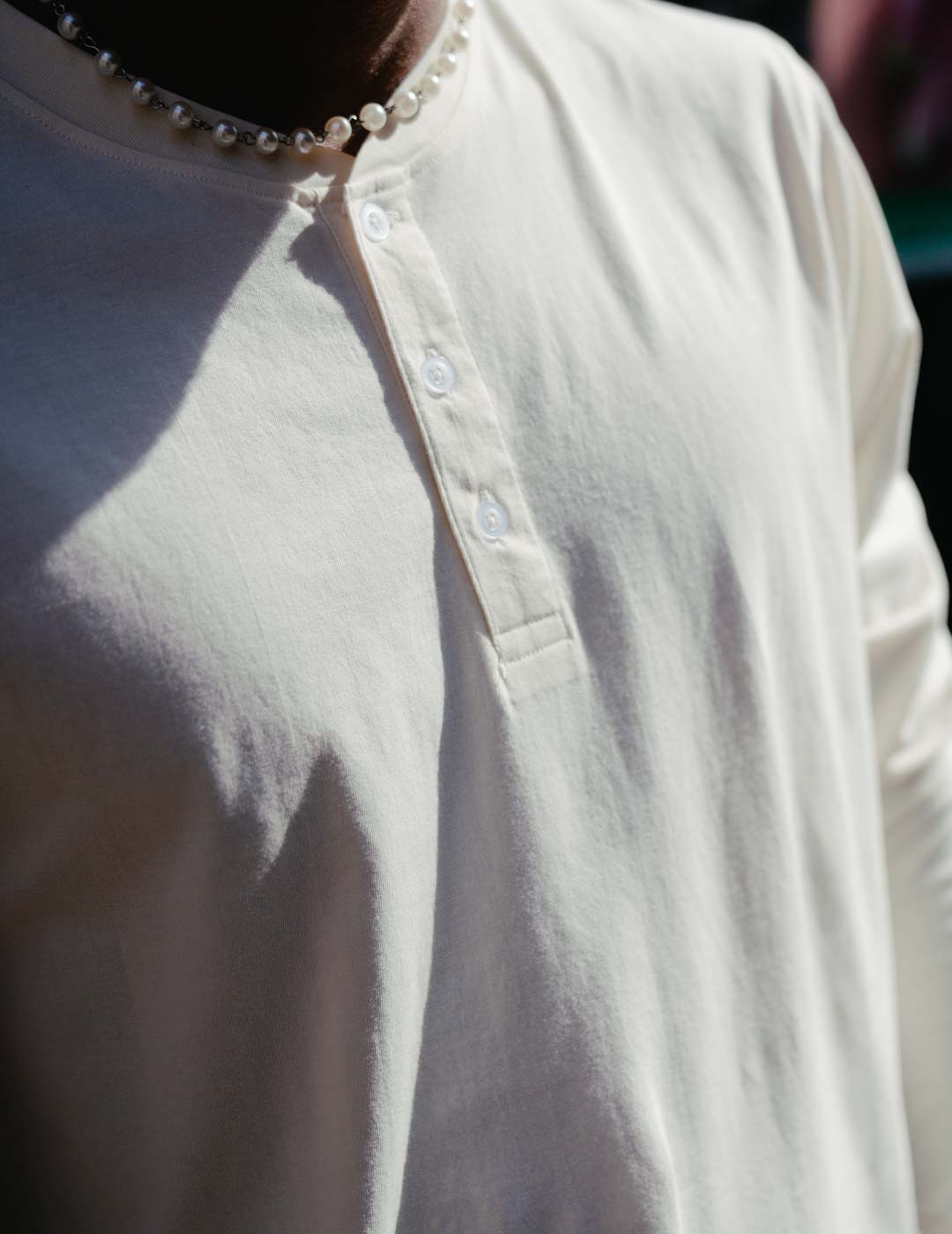 Mens Henley - White Sand