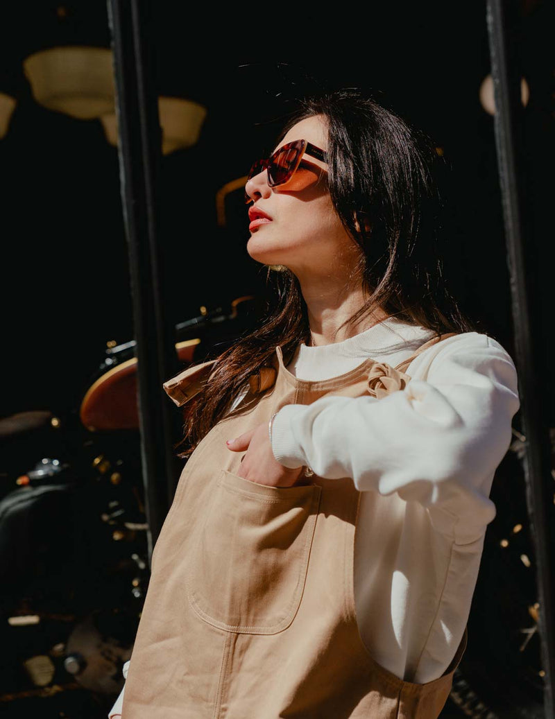 Womens Dungarees - Camel