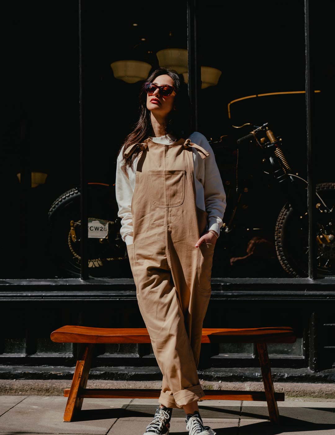 Womens Dungarees - Camel