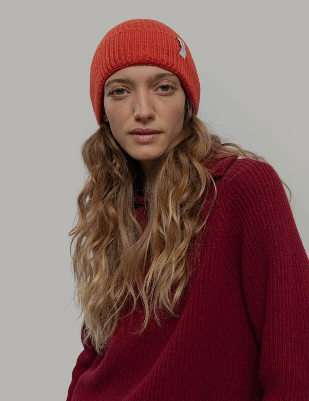 Recycled Cashmere Beanie Marcello - Orange Siena