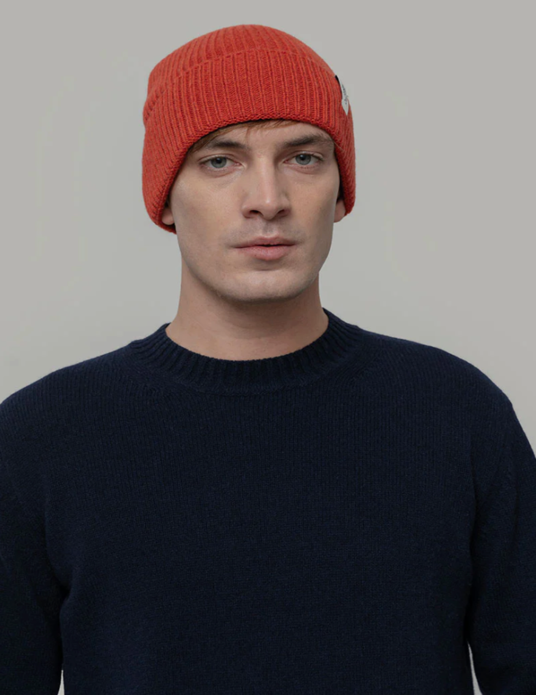 Recycled Cashmere Beanie Marcello - Orange Siena